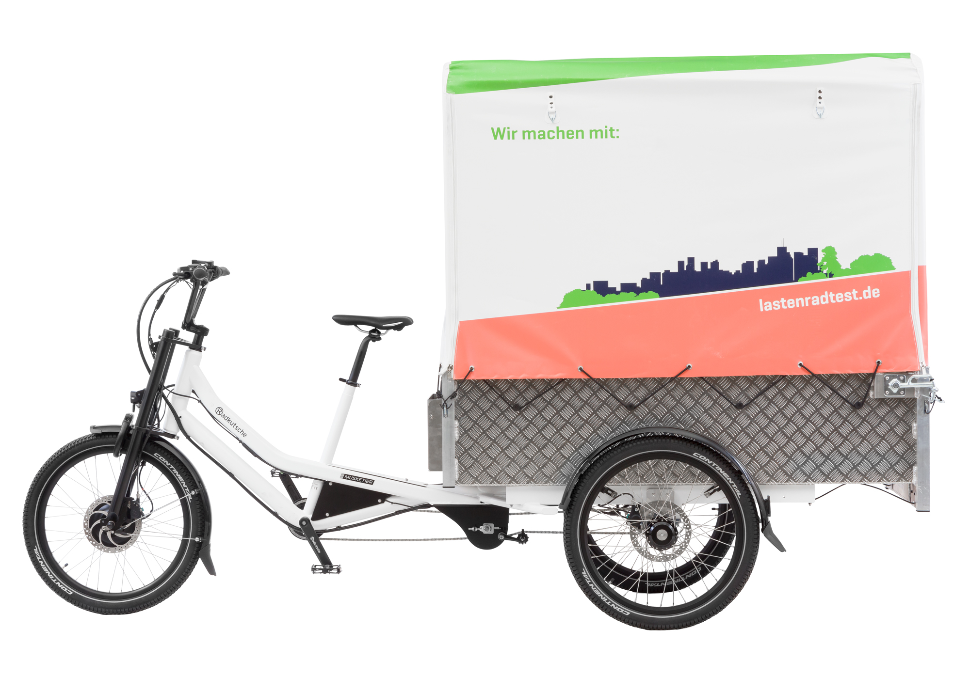 Lastenrad Radkutsche Musketier Enviolo (Pedelec) Pritsche 150 mit Plane-/Spriegelaufbau