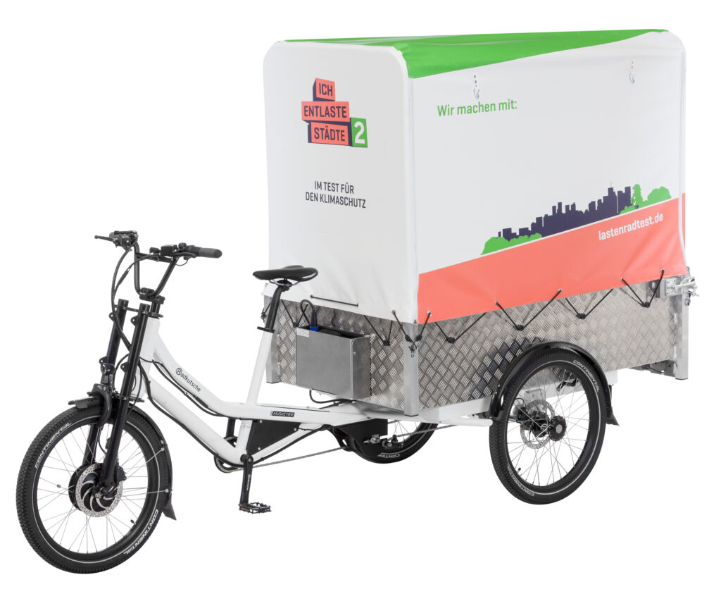 Lastenrad Radkutsche Musketier Enviolo (Pedelec) Pritsche 150 mit Plane-/Spriegelaufbau